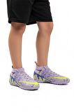 Lila Mor Çoraplı Çocuk Halı Saha Ayakkabısı Air 600 F