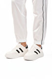 Beyaz Siyah Yüksek Taban Bağcıklı Unisex Sneaker DVS-01 Z