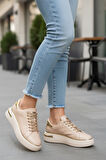 Bej Bağcıklı Hafif Kadın Sneaker Lady 029 Z