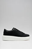 Siyah Hakiki Deri Bağcıklı Erkek Sneaker Gage M