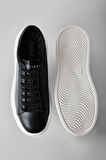 Siyah Hakiki Deri Bağcıklı Erkek Sneaker Gage M