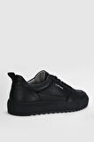 Siyah Hakiki Deri Bağcıklı Erkek Sneaker Philip M