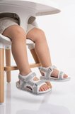 Beyaz-Gümüş Cırtlı Ortopedik Bebek Sandalet 25T104 B