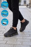 Siyah Bağcıklı Rahat Memory Foam Taban Erkek Yürüyüş ve Spor Ayakkabı Sneaker 2444 Cilt
