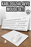 Q Klavye Beyaz Klavye Ve Mouse Seti Kablosuz USB Girişli