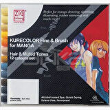 Zig Kurecolor Fine & Brush for Manga 12li Set Muted Tones
