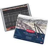 Derwent Tinted Charcoal Sulandırılabilen Renkli Füzen Kalem 24lü Set