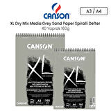 Canson XL Dry Mix Media Grey Sand Paper Spiralli Defter 40 Yaprak 160g