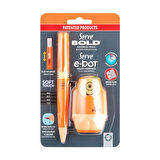 Serve Bold Versatil Kalem+Silgi+Kalemtıraş Seti 07 Fosforlu Turuncu (Sv-Be)