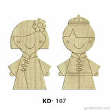 Hobi-Art KD 107 - Erkek ve Kadın Çifti Dekoratif Mini Figür Ahşap Süs Objeler