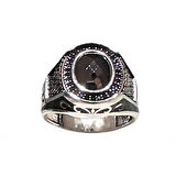 Onyx ve SiyahZirkon Taşlı Gümüş Yüzük 240055794G12Y