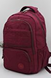 Kırinkıl Su Geçirmez Kumaş Bordo Renk Büyük Boy Unisex Okul Sırt Ve Seyahat Çantası // 2400