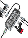 HC-87 Type-c to usb PD 100Watt RJ45 Ethernet USB Çoklayıcı Çevirici USB AUX Mikro Macbook Uyumlu