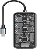 HC-87 Type-c to usb PD 100Watt RJ45 Ethernet USB Çoklayıcı Çevirici USB AUX Mikro Macbook Uyumlu