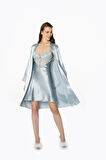 Pierre Cardin 2li Saten Kısa Gecelik Sabahlık 4300 Mist