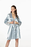 Pierre Cardin 2li Saten Kısa Gecelik Sabahlık 4300 Mist