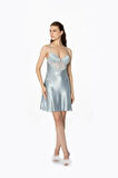 Pierre Cardin 2li Saten Kısa Gecelik Sabahlık 4300 Mist