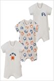 Necix's Elista Unisex Bebek Baskılı Kısa Kollu  3'lü Tulum