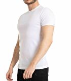 Bisiklet Yaka Erkek % 100 Pamuklu Likralı Slim Fit Düz Tişört