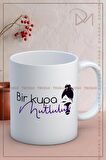 Baskılı Kupa Bardak Seramik Mug - Bir Kupa Mutluluk