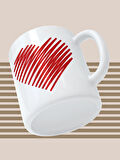 Kupa Bardak Seramik Mug - Çizgi Kırmızı Sevgi Kalp