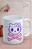 Baskılı Kupa Bardak Seramik Mug - Renkli Kedi Kemik