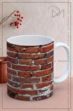 Baskılı Kupa Bardak Seramik Mug - Tuğla Duvar