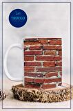 Baskılı Kupa Bardak Seramik Mug - Tuğla Duvar