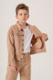 Çift Cepli Düğmeli Gabardin Erkek Çocuk Ceket
