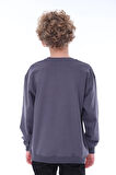 Oversize Unisex Basic Düz Haki Renk %100 Pamuk Sweatshirt (2-11 Yaş)
