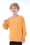 Oversize Unisex Basic Düz Haki Renk %100 Pamuk Sweatshirt (2-11 Yaş)