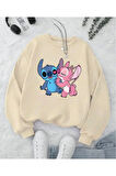 Baskı Detaylı Bisiklet Yaka İçi Polarlı Sweatshirt