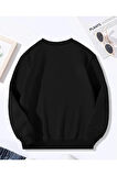 Sevimli Tavşan Baskı Detaylı Bisiklet Yaka İçi Polarlı Sweatshirt