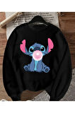 Baskı Detaylı Bisiklet Yaka İçi Polarlı Sweatshirt