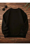 Sevimli Kedi Detaylı Bisiklet Yaka İçi Polarlı Sweatshirt