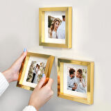 Nobbystar Yapışkanlı Sök-Tak Paspartulu Altın 14x14cm POLA Kare Fotoğraf Çerçevesi - 3'lü Paket