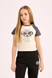 DeFacto Kız Çocuk PowerPuff Girls Cropped Fit Bisiklet Yaka Fitilli Kaşkorse Kısa Kollu Tişört E0482A825SPER99