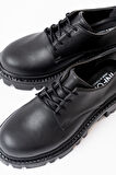 868-754 Siyah Bağcıklı Günlük Yüksek Tabanlı Loafer Ayakkabı