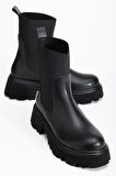 K-815 Siyah Lastikli Yüksek Tabanlı Günlük Kadın Bot 