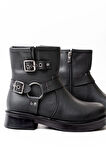 02-2013 Siyah Toka Aksesuarlı Fermuarlı Günlük Kadın Bot