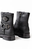 02-2013 Siyah Toka Aksesuarlı Fermuarlı Günlük Kadın Bot