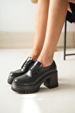 ASKA SHOES NVL-507 Siyah Günlük Yüksek Topuklu Platform Loafer Kadın Ayakkabı
