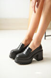 ASKA SHOES NVL-506  Günlük Yüksek Topuklu Platform Loafer Kadın Ayakkabı