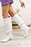 Beyaz Körüklü Ince Topuklu Günlük ÇizmeSyt-2001Kadın çizme
