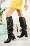 Siyah Körüklü Kalın Topuklu Günlük ÇizmeSyt-2002Kadın çizme