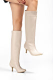 SYT-2025 Bej Cilt Günlük Kadın Çizme