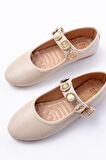 İNF-6363 Bej Baret Tokalı Günlük Kadın Ayakkabı