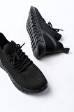 DM-501 Siyah Bağcıklı Faylon Taban Günlük Spor Ayakkabı