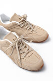 RS-01 Bej Süet İnce Taban Günlük Spor Ayakkabı