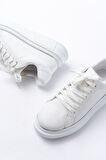 RS-2435 Beyaz Gümüş Bağcıklı Dikişli Günlük Spor Ayakkabı